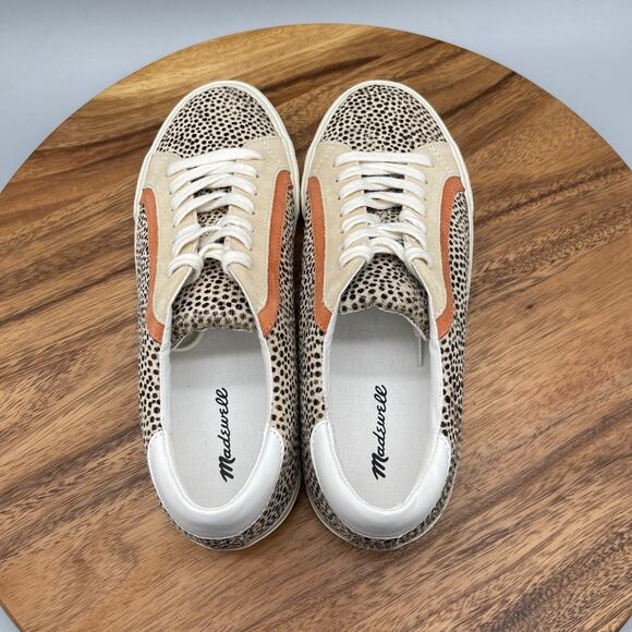 Madewell Sidewalk Shoes Womens 9 M Spotted Calf Hair Leopard Casual Sneakers - Picture 5 of 8